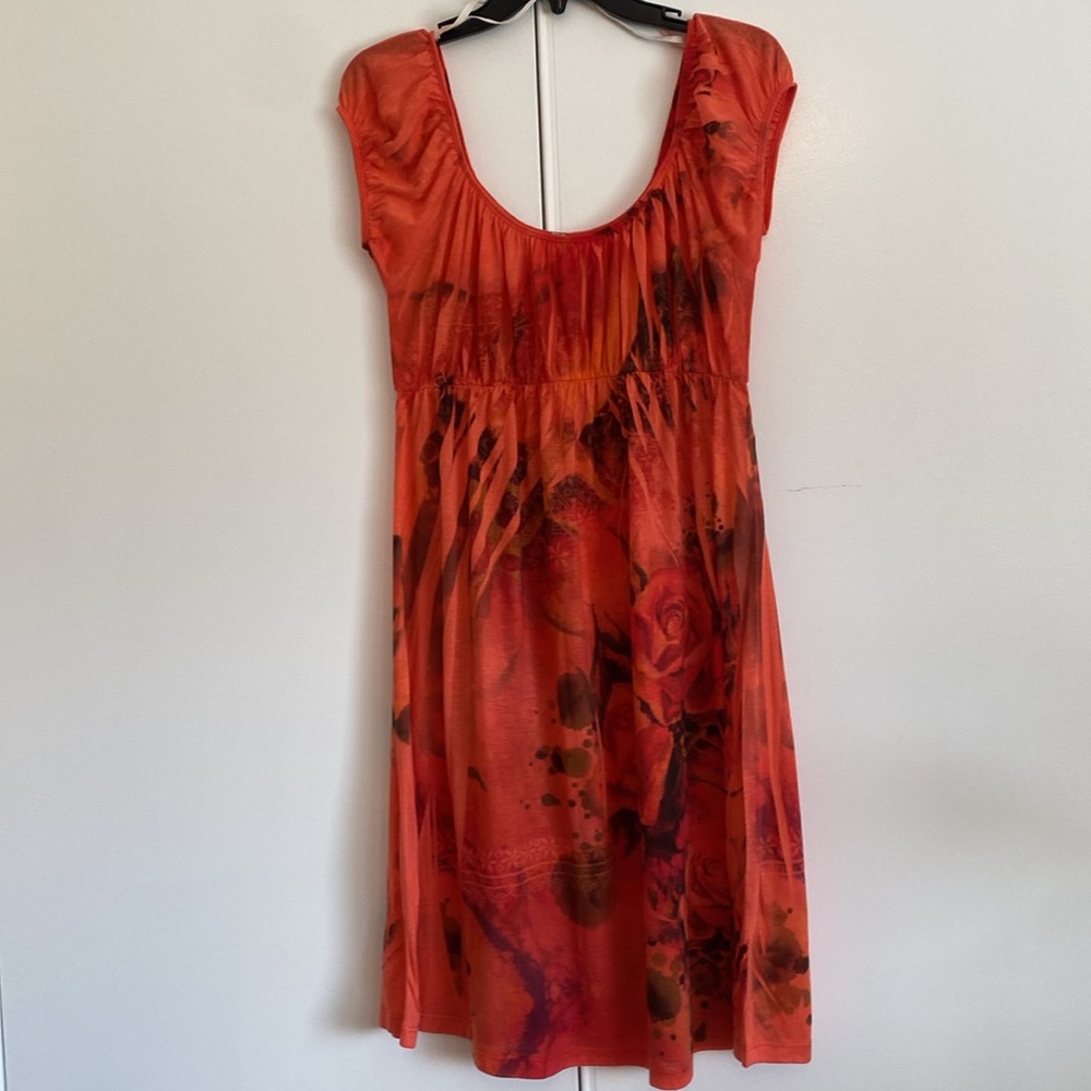 Mi Manchi Vibrant Orange Floral tunic